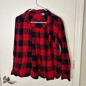 Divided by ah&M | Red and black plaid button up shirt | 4